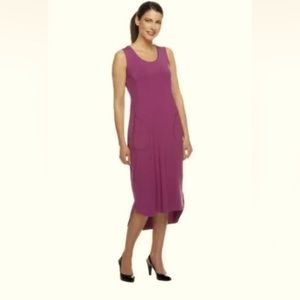 LOGO by Lori Goldstein Petite Knit Dress w Hi-Low Hem NWOT BLACK XSP QVC $66